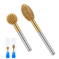 CAELUM Titanium-Coated Rotary Burr Set 2Pcs, 1/8" Coarse, Wood Carving Kit