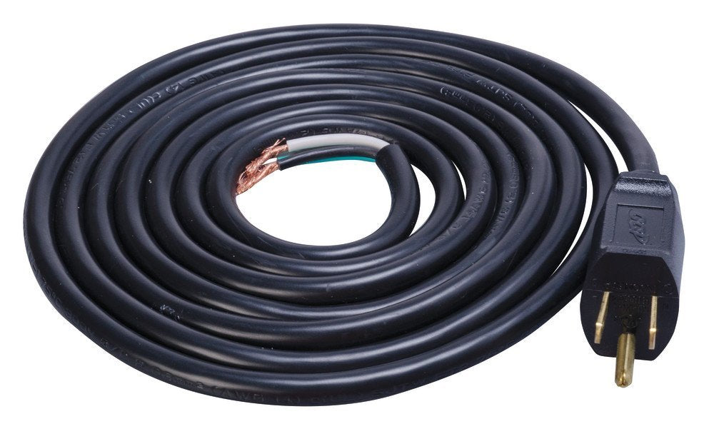 Southwire Indoor Replacement Power Supply Cord - Durable Medium-Duty Round Cable - SJTW Cord - 14 Gauge - 3 Conductor - Black - 9 Foot