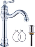 360° Swivel Chrome Single Handle One Hole Bathroom Sink Faucet Matching with Pop Up Drain | 360° Swivel, Matching