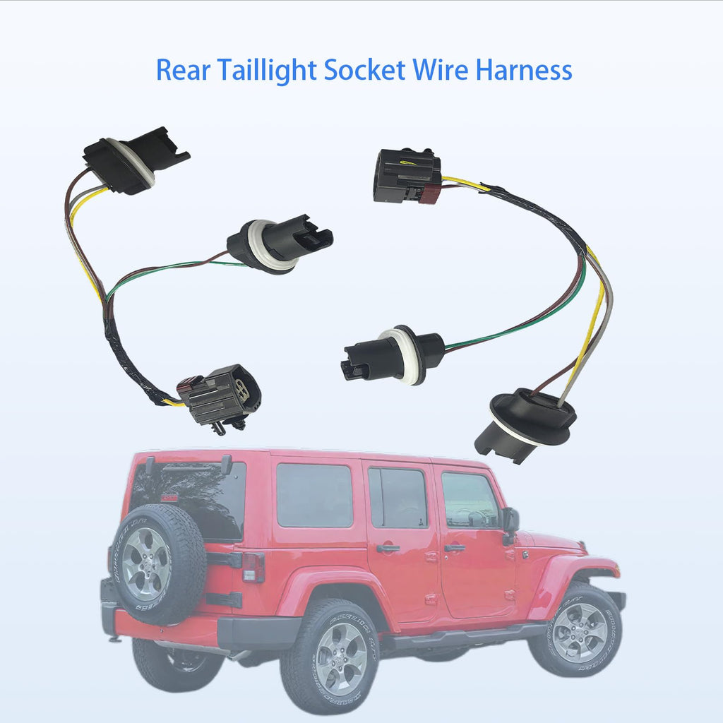 68004166AC Tail Light Socket Wiring Harness Fit for Jeep Wrangler JK 2007-2018, Left or Right Tail Light Wiring (2pcs)