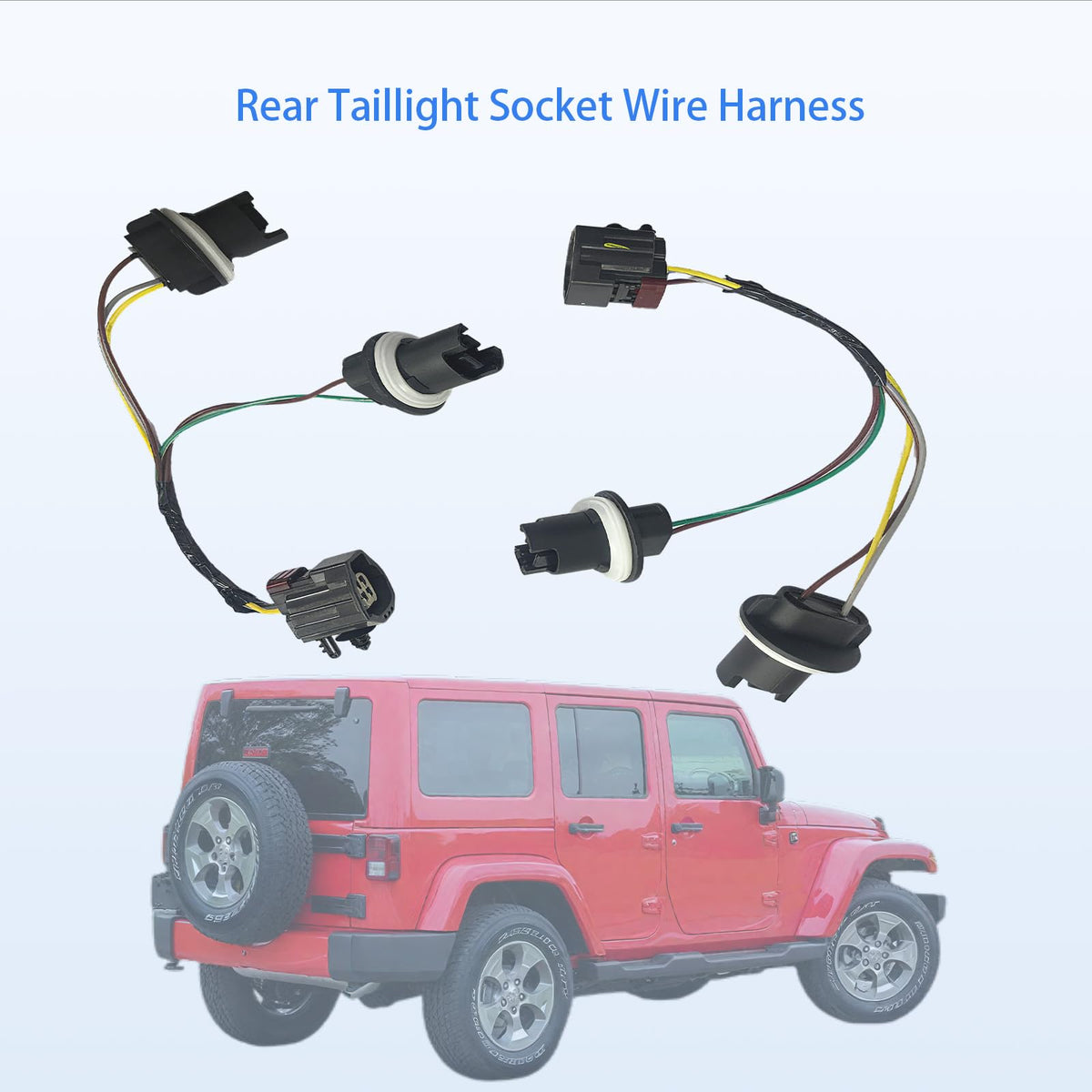 68004166AC Tail Light Socket Wiring Harness Fit for Jeep Wrangler JK 2007-2018, Left or Right Tail Light Wiring (2pcs)
