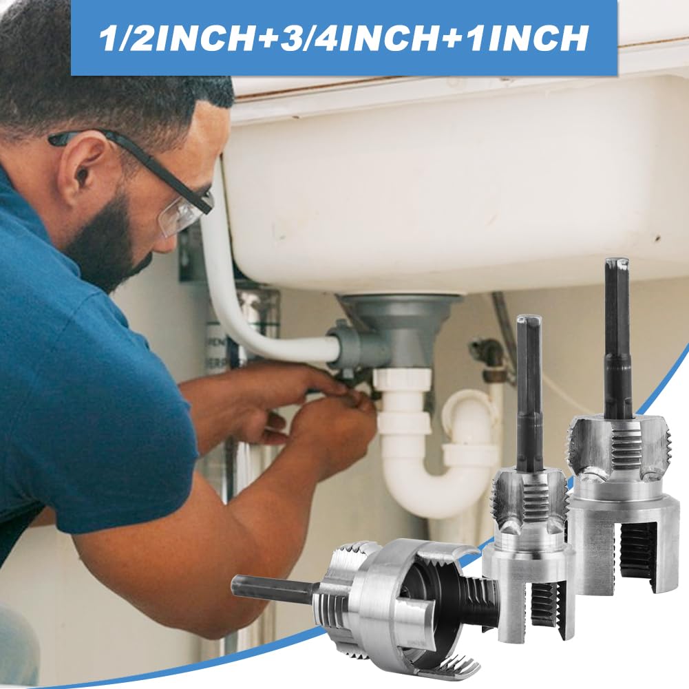 Mellisore 3-Pack PVC Pipe Threader Kit, Internal & External Threading Tool