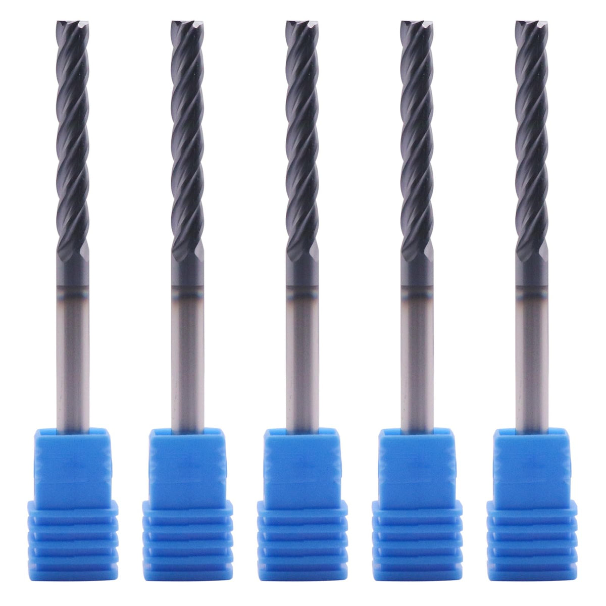 5Pcs 3/16" 4 Flute Solid Carbide Long Square End Mills - AlTiN Coated