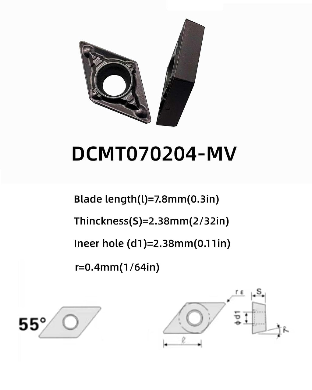 Indexable Carbide Turning Inserts DCMT21.51 DCMT070204 for Metal Cutting