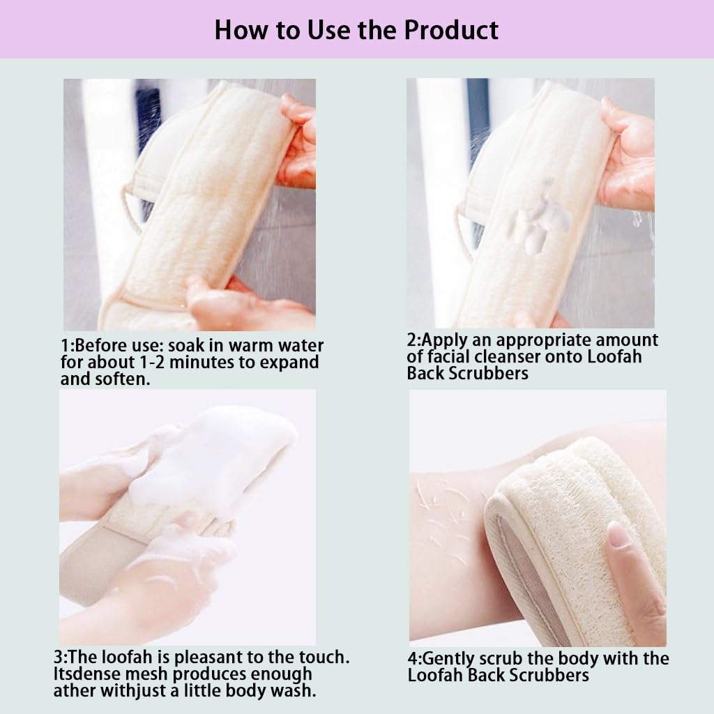 Natural Loofah Back Scrubber, 43.3" Extra-Long, 1 Pack