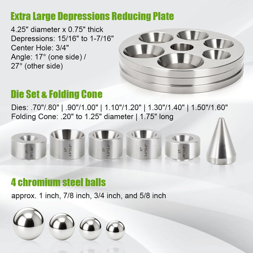 Coin Ring Making Tool with Reducing Plate, Reduction Die Set & Folding Cone