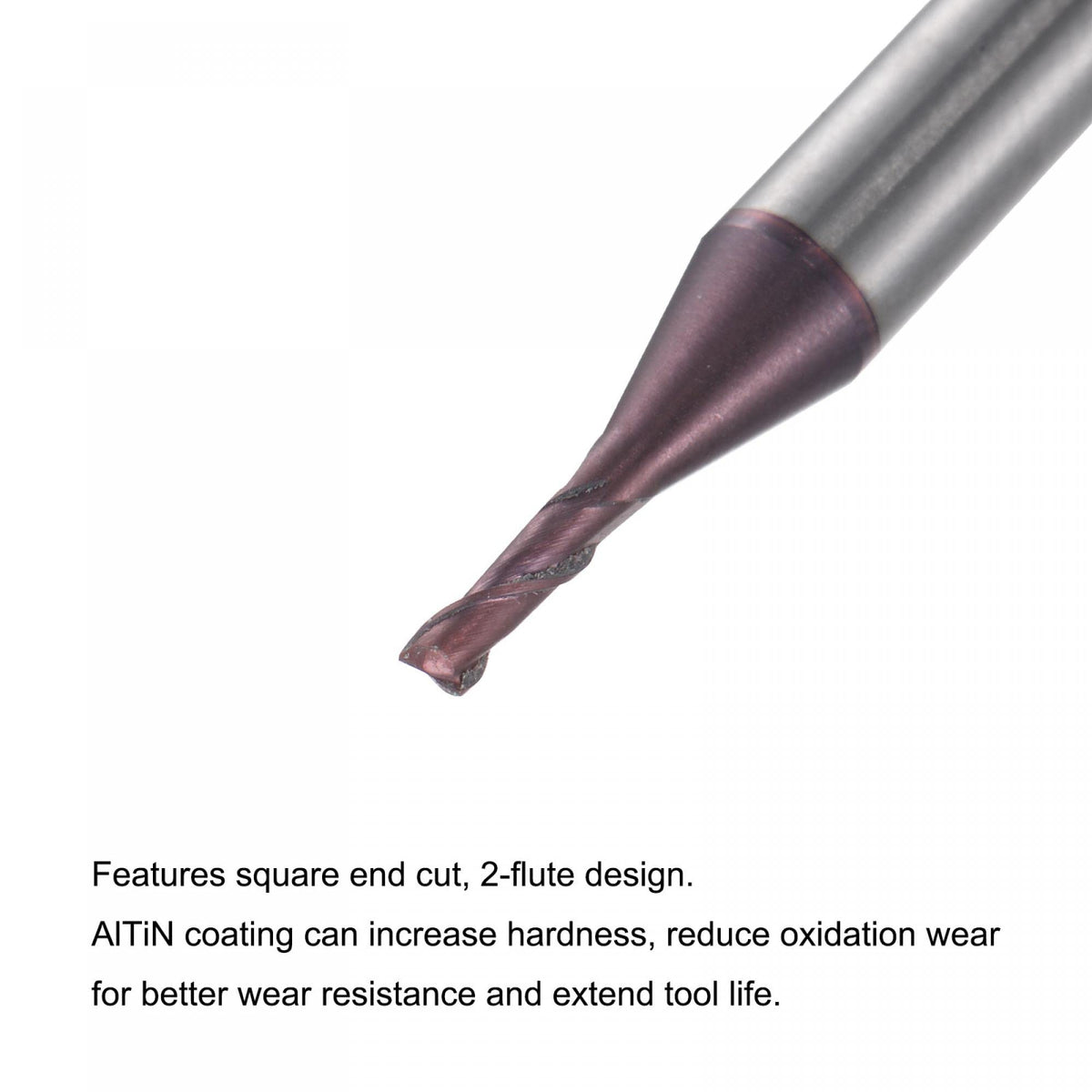 uxcell Square Nose End Mill, 1.5mm Tip Dia Solid Carbide AlTiN Coated CNC Router Bits 2 Flute Spiral Milling Cutter HRC55 with 4mm Shank 50mm (2-inch) Length