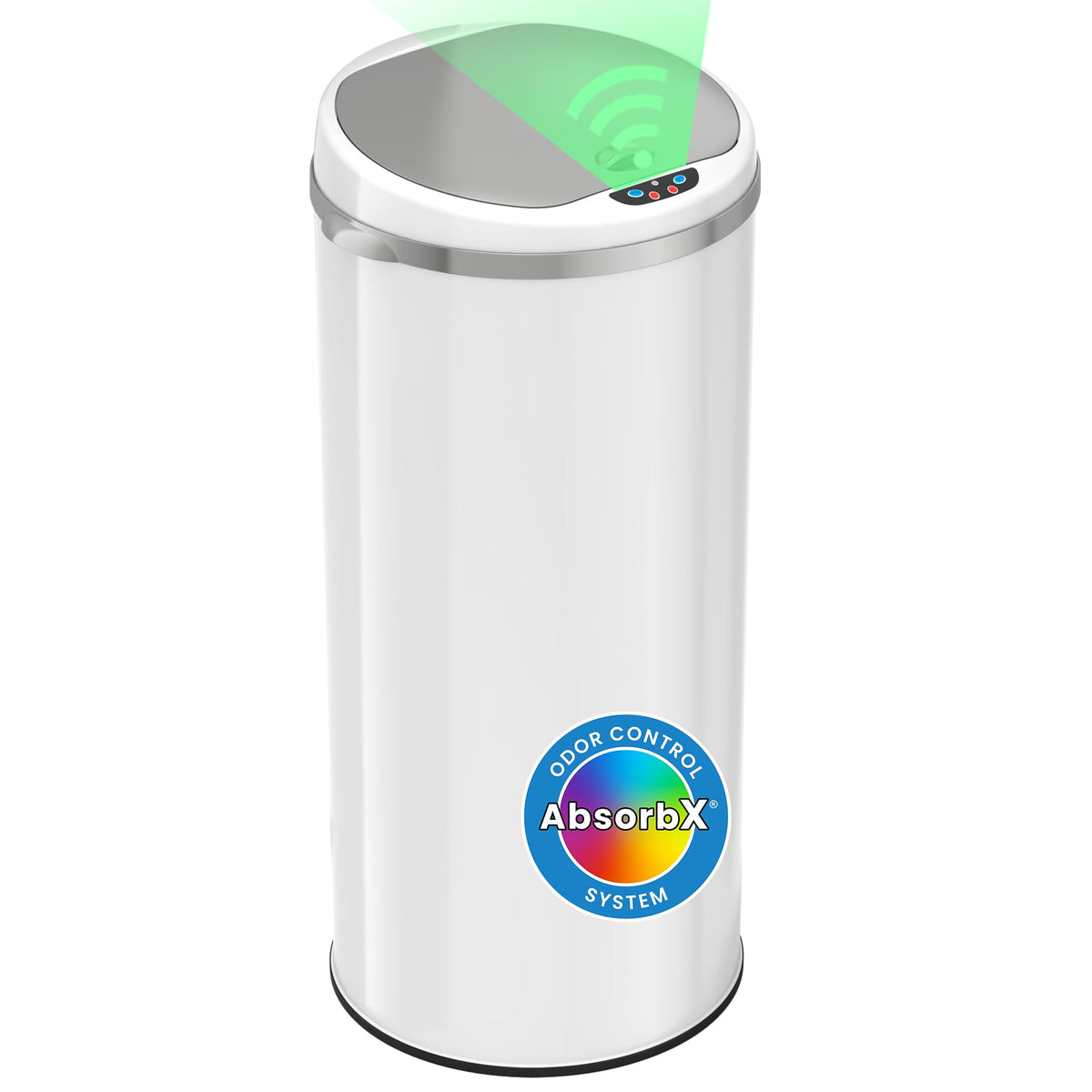 13 Gallon Round Sensor Kitchen Trash Can with Lid | Odor Filter