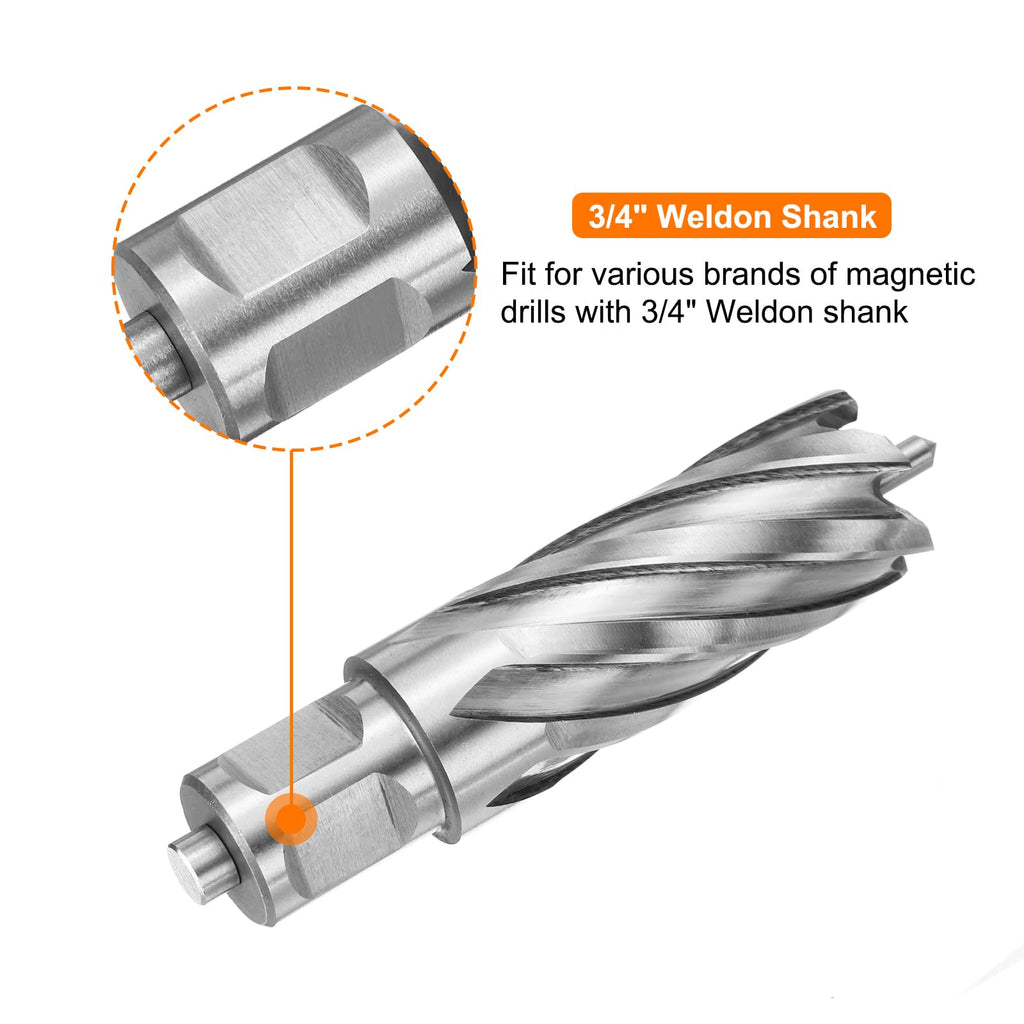 HARFINGTON Annular Cutter 15/16" Cutting Diameter Shank 3/4" with 2" Depth of Locating Pin M2 High-Speed Steel Drill Bit Annular Cutter for Standard Magnetic Drills Machine Tools Mills