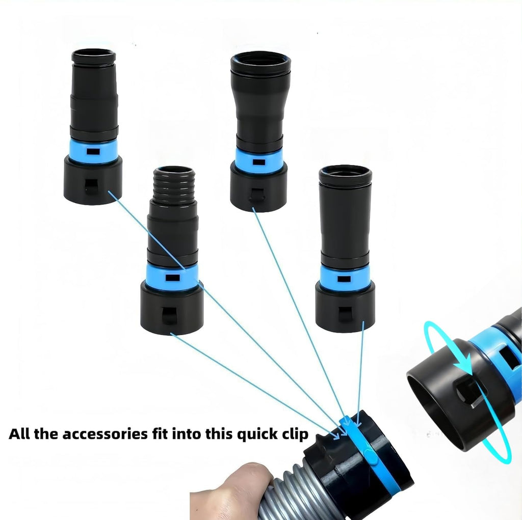 MITANSLE Dust Collection Hose Adapters Kit - Ribbed TPE QuickClick Adapters for Home & Shop Vacuum Systems, Expanded Set Fits Most Woodworking Power Tools & Sanders, Multi-Brand Compatible