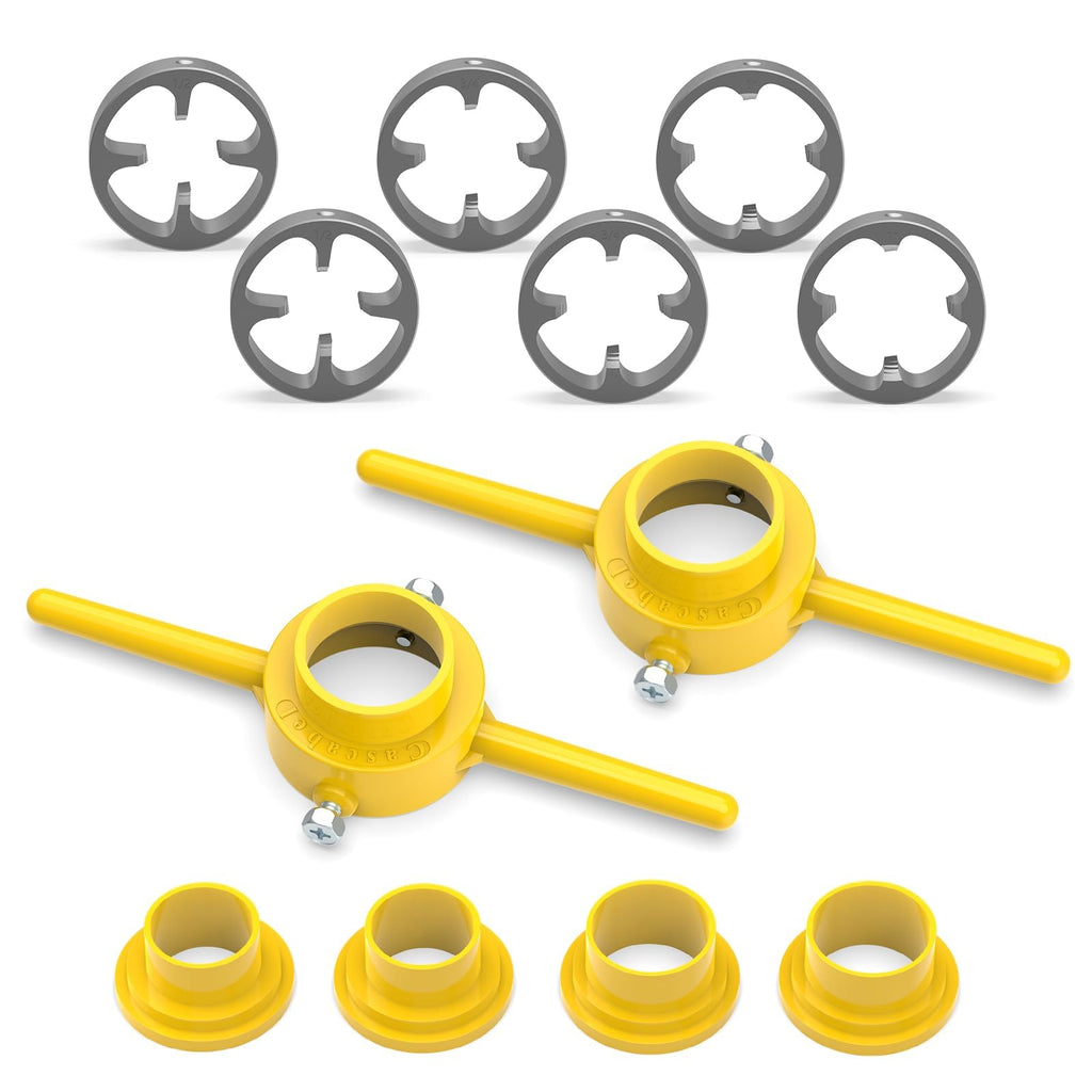 MEANLIN 2PCS PVC Thread Maker Tool, NPT Die Set, Pipe Threader Plumbing Tool, Pipe Threader Kit, with 3 Dies,1/2", 3/4", 1"
