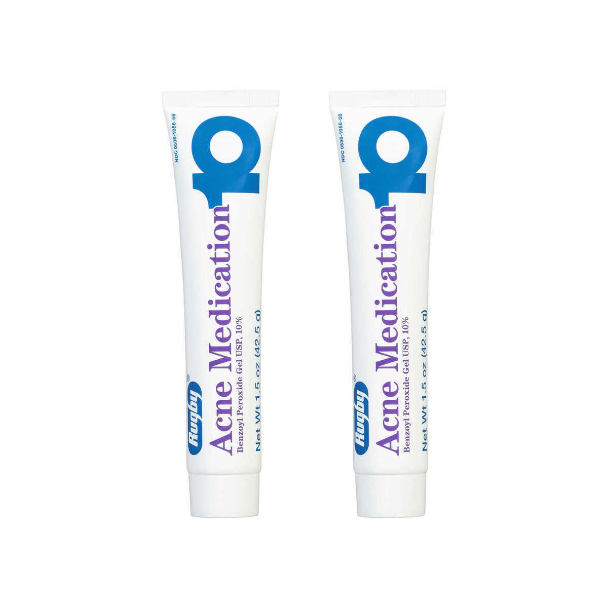 Rugby Acne Medication Benzoyl Peroxide Gel USP, 10% - Clear Up Acne Pimples - Greaseless, Vanishing Formula - 1.5 Oz