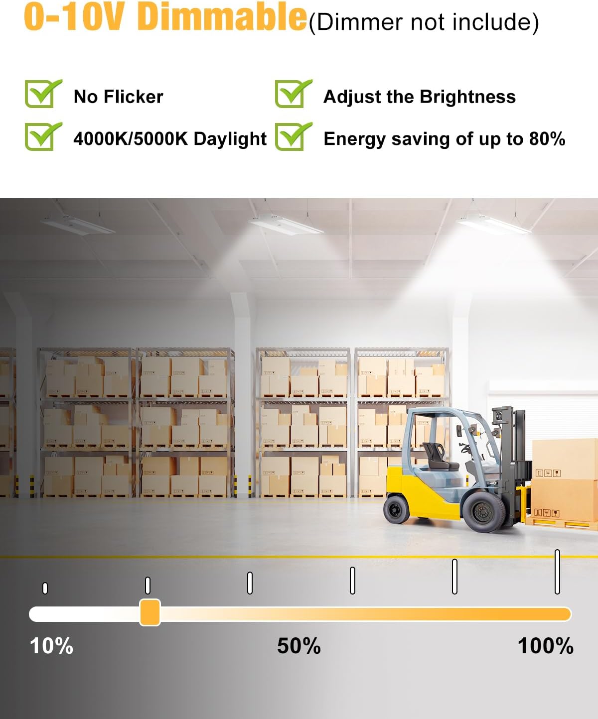 LED Linear High Bay Light 300W/240W/180W/120W&4000K/5000K Adjustable