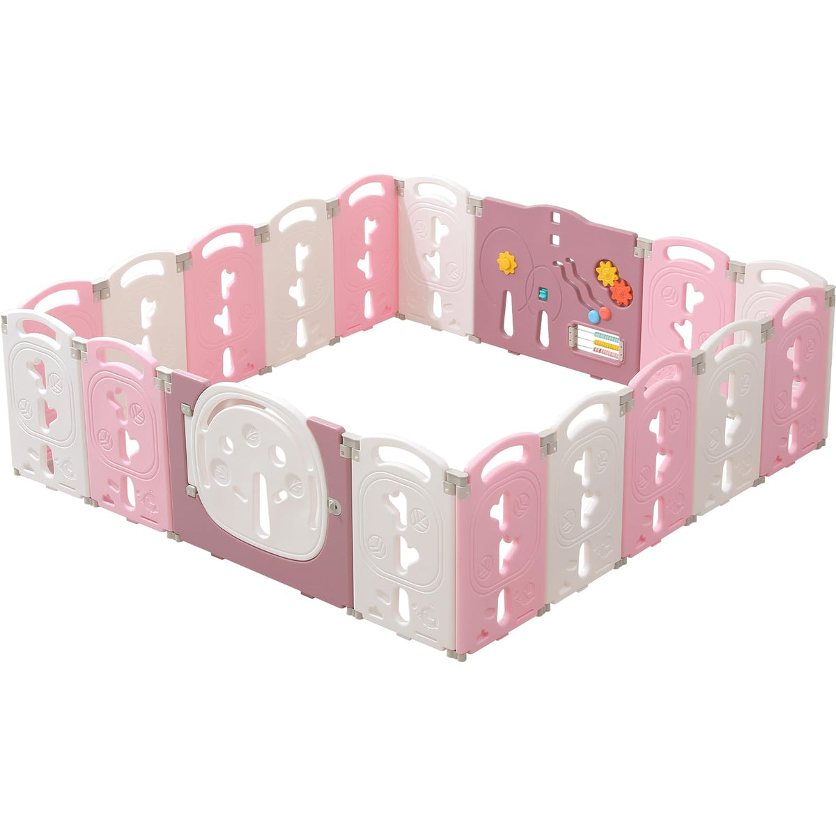 18-Panel Modular Foldable Baby Playpen & Safety Activity Yard with Locking Walk-Through Gate for Infants & Toddlers