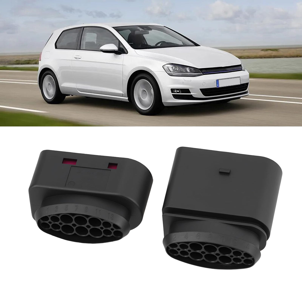 Briny River 2pcs 14Pin Automobile Xenon Headlight Lamp Connector Socket 1J0973837 1J0973737 Compatible with VW