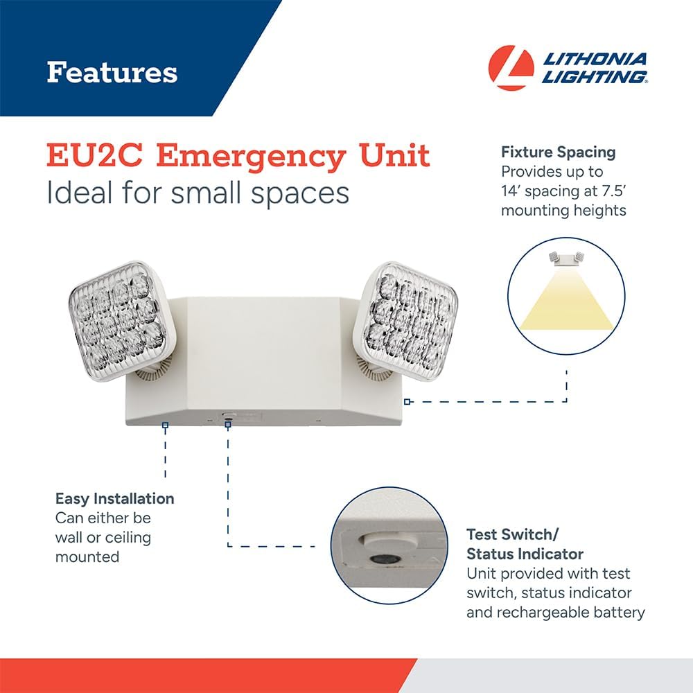Lithonia Lighting Basics LED Emergency Light, Adjustable Heads 120/277V 4Pk