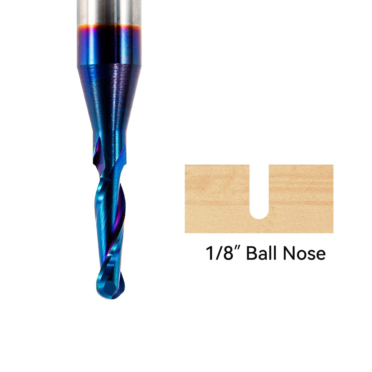 CNC Router Bits 1/4" Shank 1/8" Cutting Dia Carbide Ball Nose End Mill