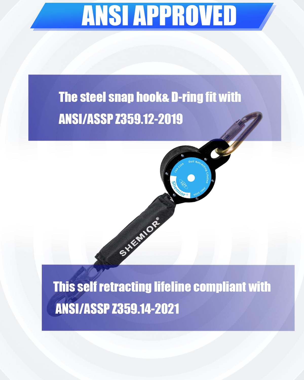 11FT Self Retracting Lifeline, Web SRL, Retractable Safety Lanyard