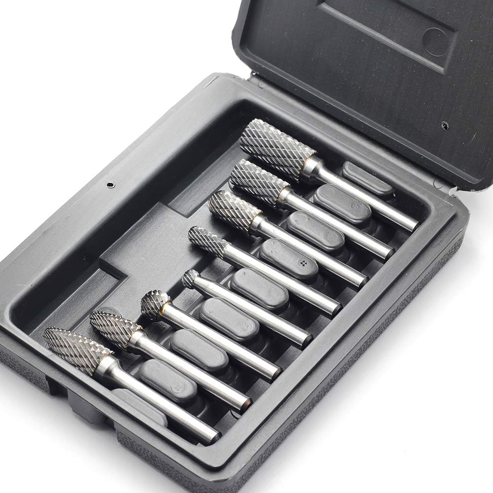 YUFUTOL Carbide Burr Set with 1/4''(6.35mm) Shank Double Cut 8pcs