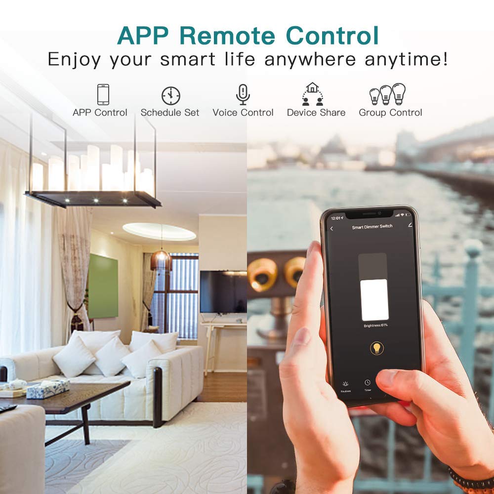 3 Way Smart Dimmer Switch 2 Pack, 2 Master Dimmer Switch Compatible with Alexa