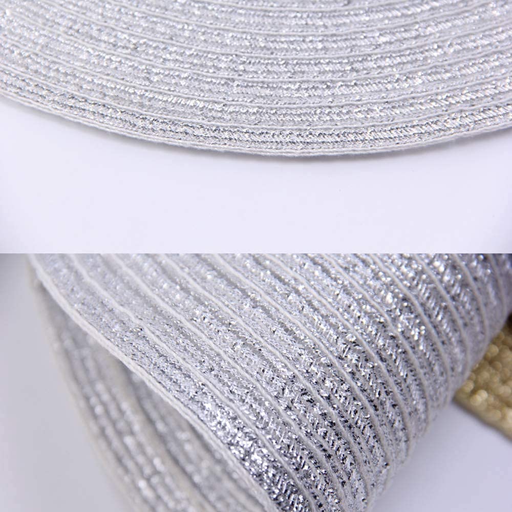Glitter Silver Round Braided Placemats Set of 4 Sparkle Bling Place Mats Washable Glitz Table Mats for Holiday Party