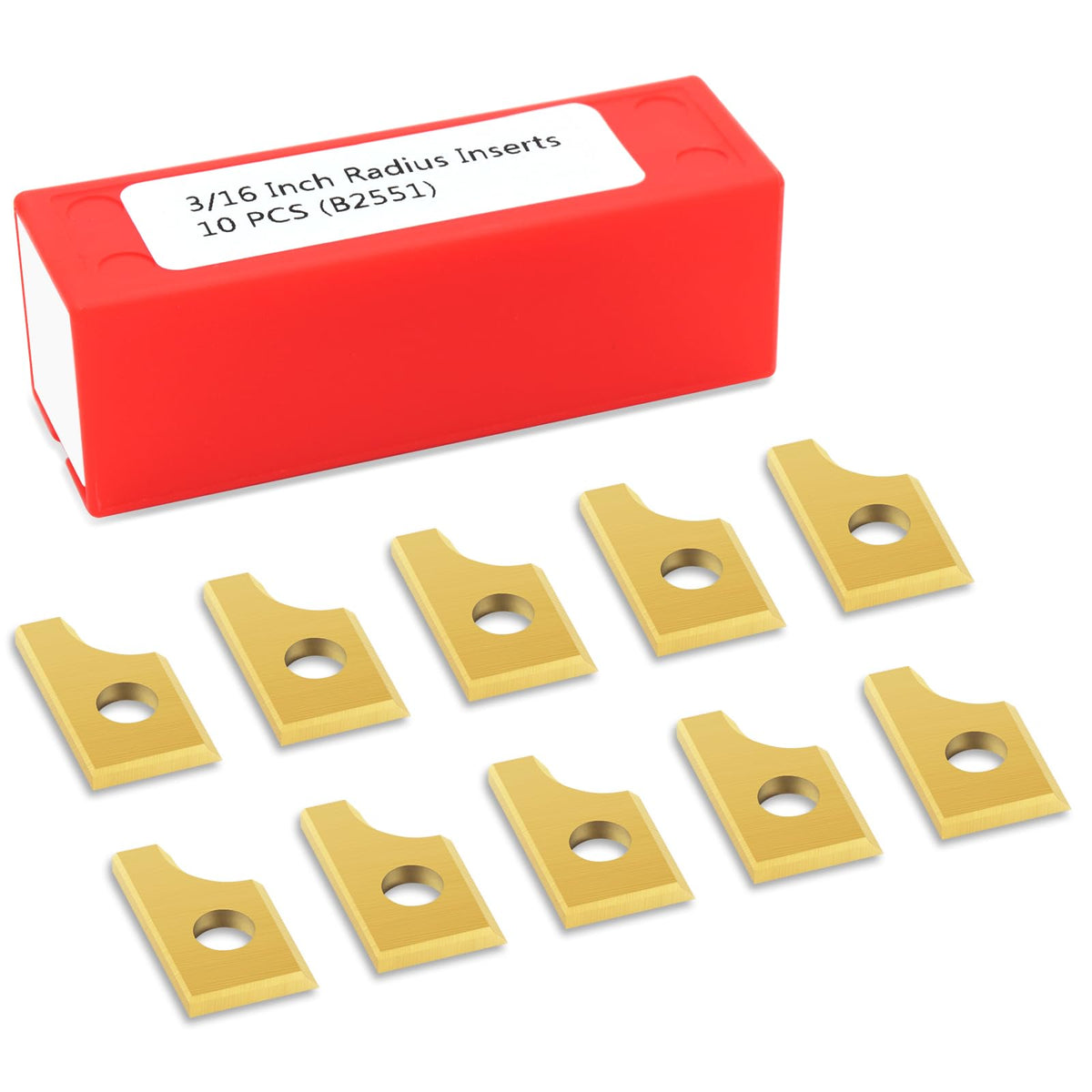 BINSTAK - 3/16" Radius Round Over Carbide Inserts Roundover Router Bit Blades with TiN Coating, Pack of 10