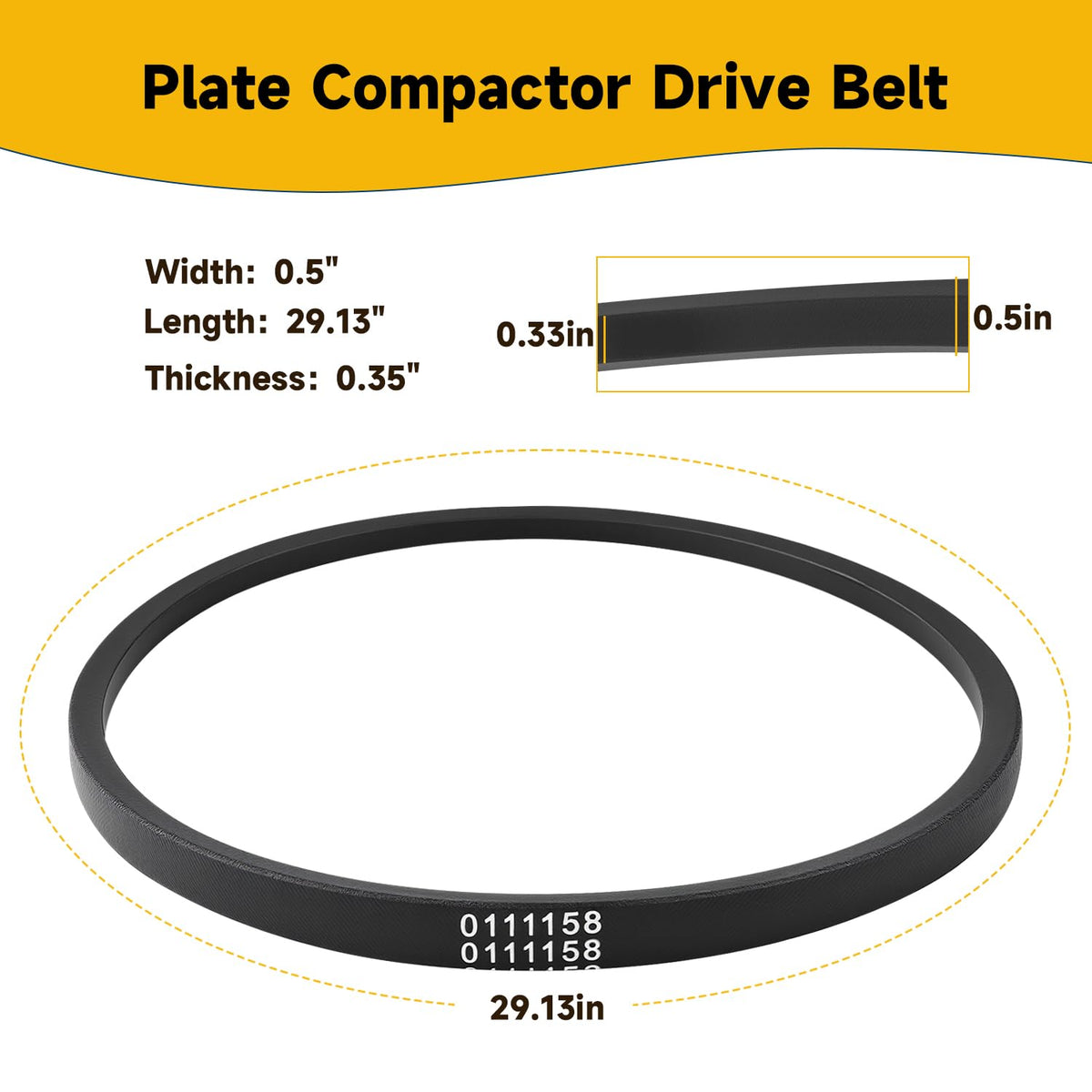 0111158 Plate Compactor Belt Compatible with Wacker Neuson WP1550 WP1540