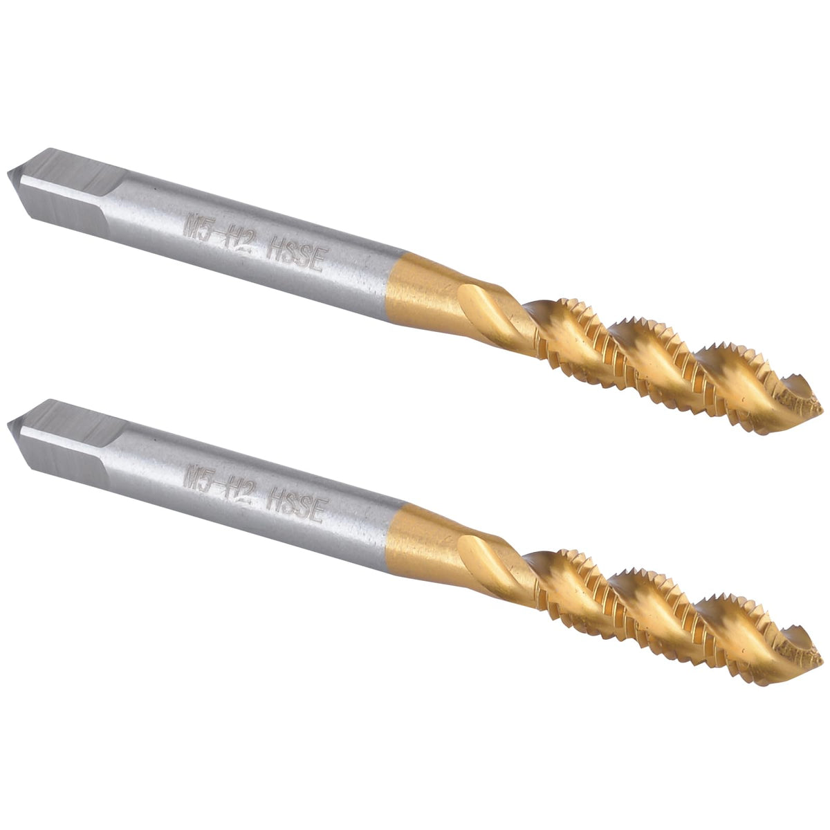 Burkit 2pcs M5 X 0.8 Titanium Coated Spiral Flute Tap