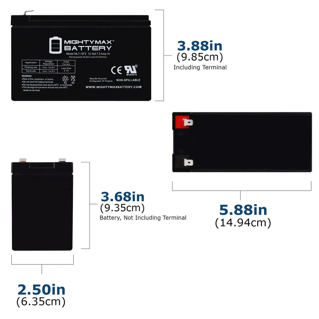 12V 7Ah F2 Replacement Battery Compatible with CyberPower CST135XLU - 2 Pack