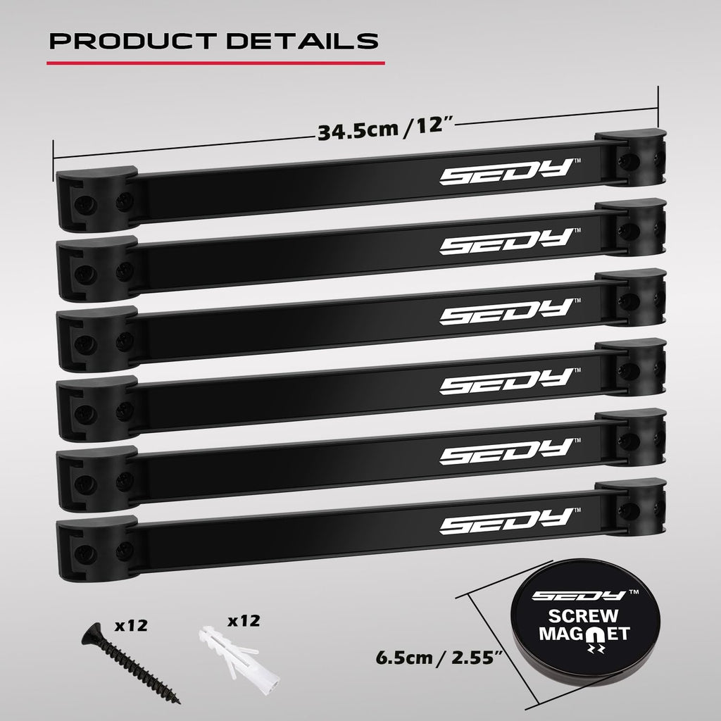 Magnetic Tool Holder Storage Organizer: 7-Piece Garage Wall Mount Rack Organization Strip Power Magnet Organizers
