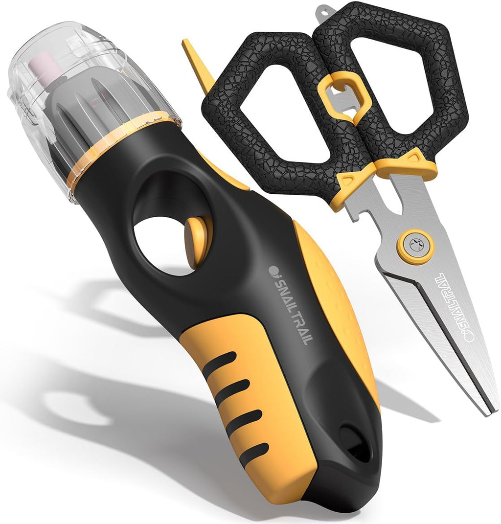 Fishing Line Stripper & Scissors Kit, Electric Hook Sharpener | Portable Fish Braided Line Remover & Unwinding Tool