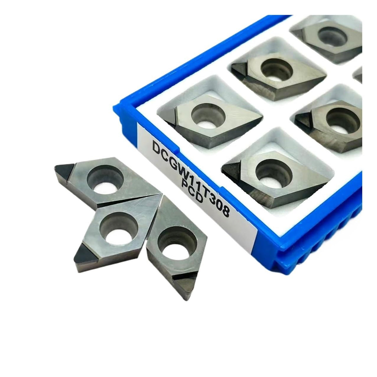 2Pcs CBN PCD DCGW11T304 DCGW11T308 PCD Diamond Insert Turning Tools CNC Turning Tools Copper Aluminum Quenched Steel Cast Iron Milling Inserts(DCGW11T302 CBN)