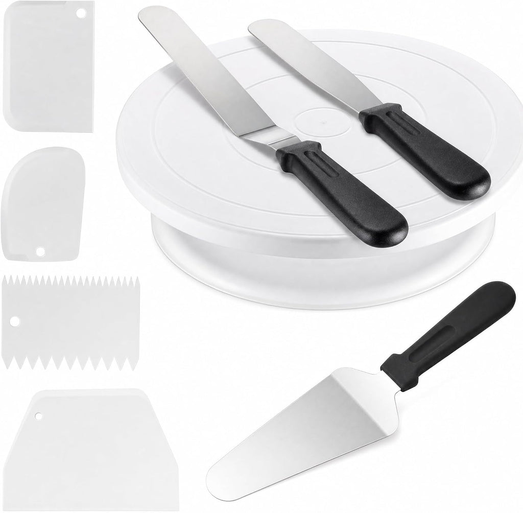 8-Piece Cake Decorating Kit with Rotating Cake Turntable
