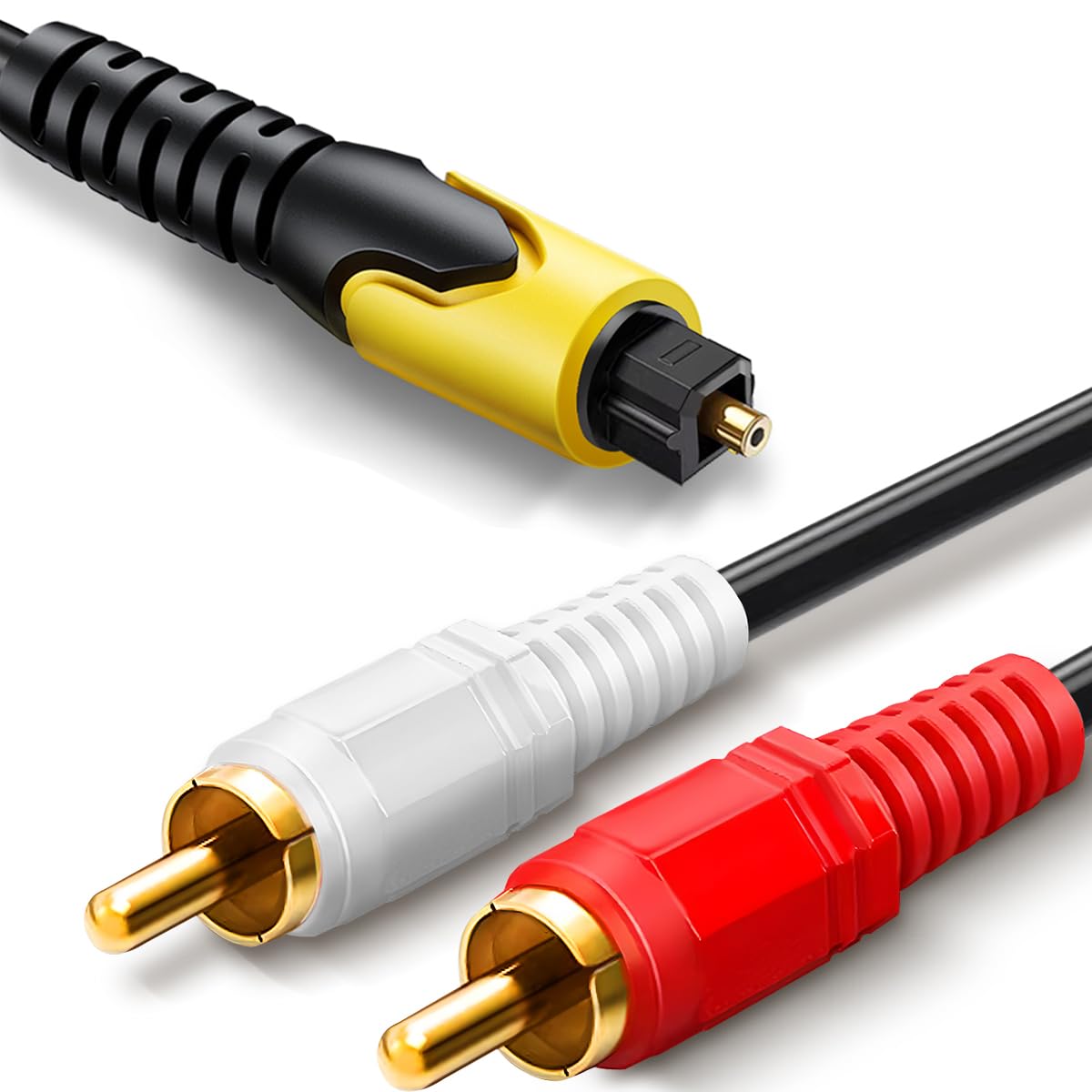 192KHz DAC Optical to RCA Converter, Optical Audio Cable to L/R Stereo Audio Adapter, 5ft(1.7m) One Way Converter