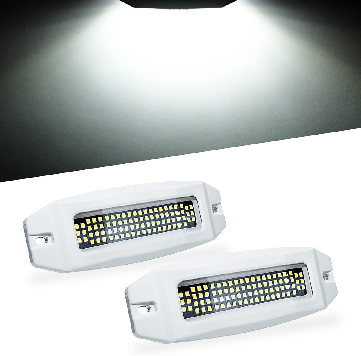 UCINNOVATE 2X 6.9” Marine LED Boat Light, 3000LM 84LEDs Waterproof Transom Lights, Underwater Light for Yachts, Boats, Pontoon, Transom, Vehicles, Boat Deck Light Stern Lights (White, 12-36V, IP68)