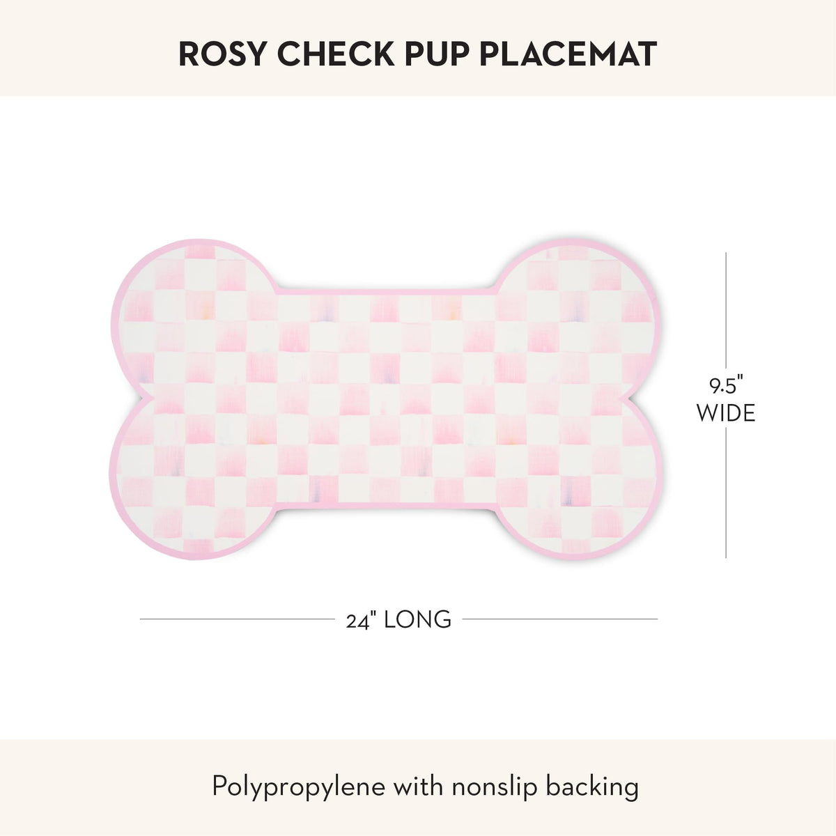 Pup Placemat, Pink-and-White Rosy Check