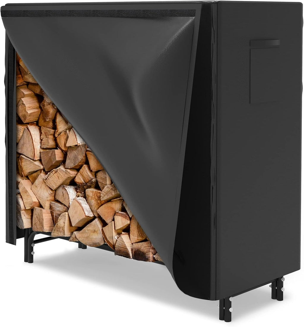 4ft Firewood Log Rack with Cover Outdoor, Heavy Duty Firewood Rack | with Weather Resistant 600D Oxford Fabric Cover