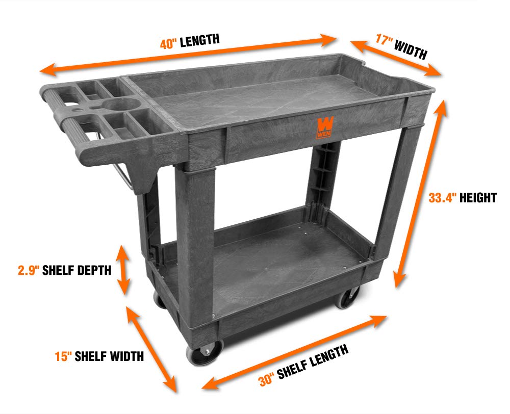 73009 500-Pound Capacity 40 by 17-Inch Two-Shelf Service Utility Cart