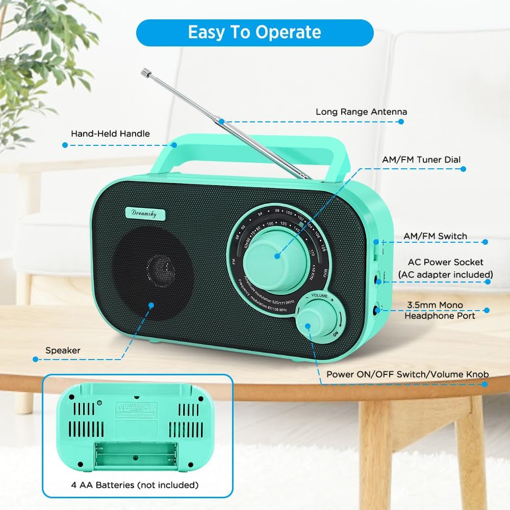 AM FM Portable Radio Plug in Wall or Battery Operated