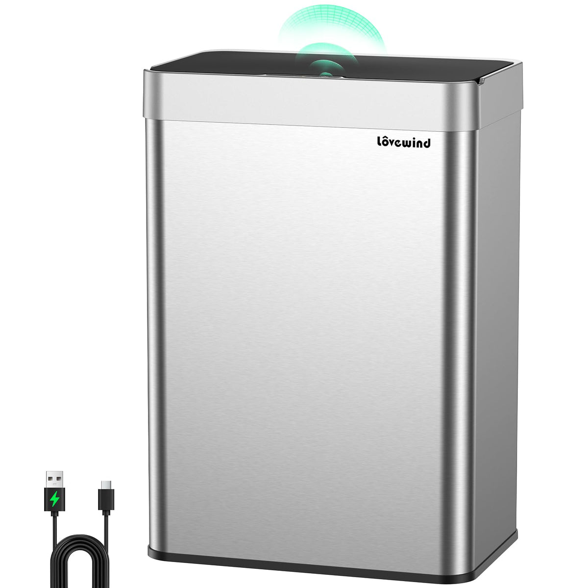 13.2 Gallon Automatic Kitchen Trash Can,Touchless Sensor Garbage Can,Silver