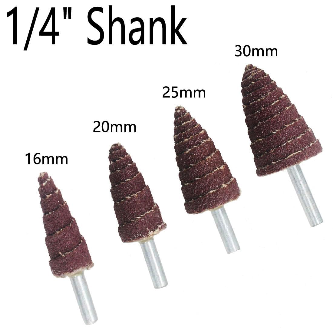 JUNLIXN 20 Pcs 1/4" Shank Cone Shape Drill Flap Sander Kits