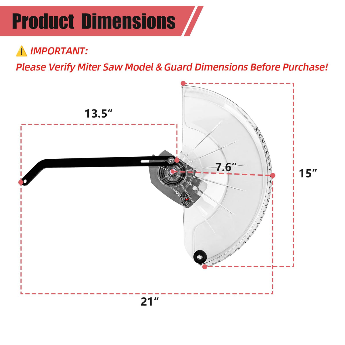 Miter Saw Parts Lower Blade Guard Replacement for Ryobi 10" Sliding Compound Miter Saw TSS102L TS1345L - Replaces Ryobi Part # 080016005704 (for 12" TSS121, TSS121T, TSS120L)