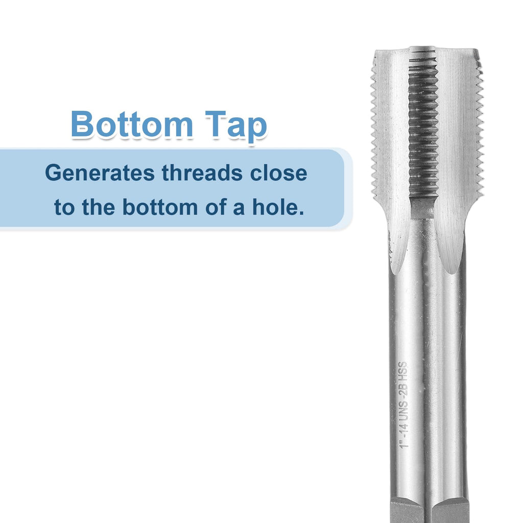 uxcell Hand Bottom Tap 1-14 UNS 2B Thread Bottoming Style Threading Tap