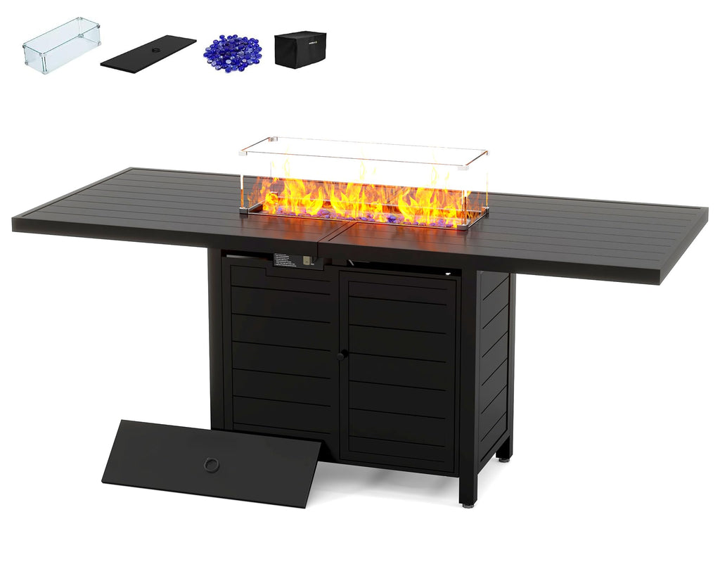 60" Outdoor Propane Fire Pit Table, 50,000 BTU Outdoor Fire Table