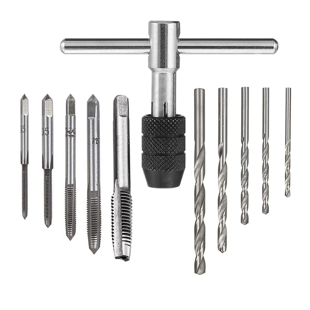 T-Handle Tap Wrench Kit with 5pcs M3 M4 M5 M6 M8 Machine Thread Taps Set