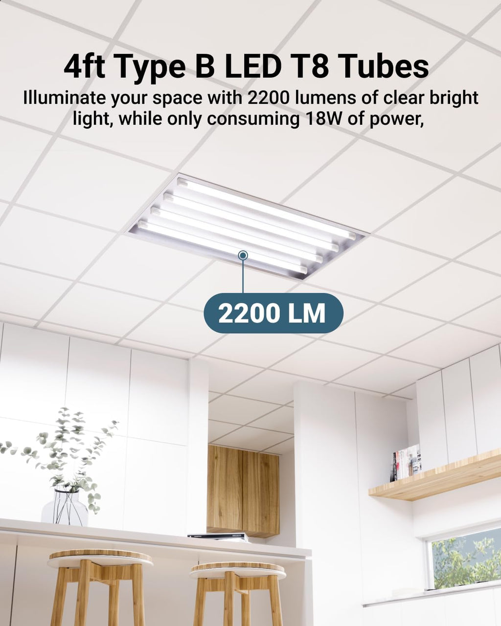 Sunco 150 Pack 4 Foot T8 LED Tube Light Bulbs, 18W, 6000K, Ballast Bypass