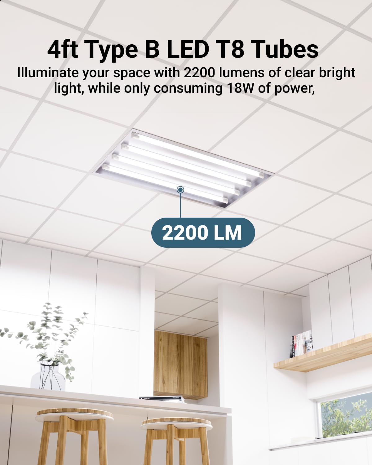 Sunco 150 Pack 4 Foot T8 LED Tube Light Bulbs, 18W, 6000K, Ballast Bypass