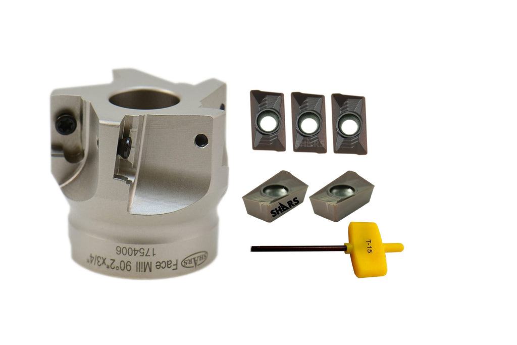Shars 2" 90 Degree Square Shoulder Indexable Face Mill with 5 PCS APKT1604 Carbide Insert P[