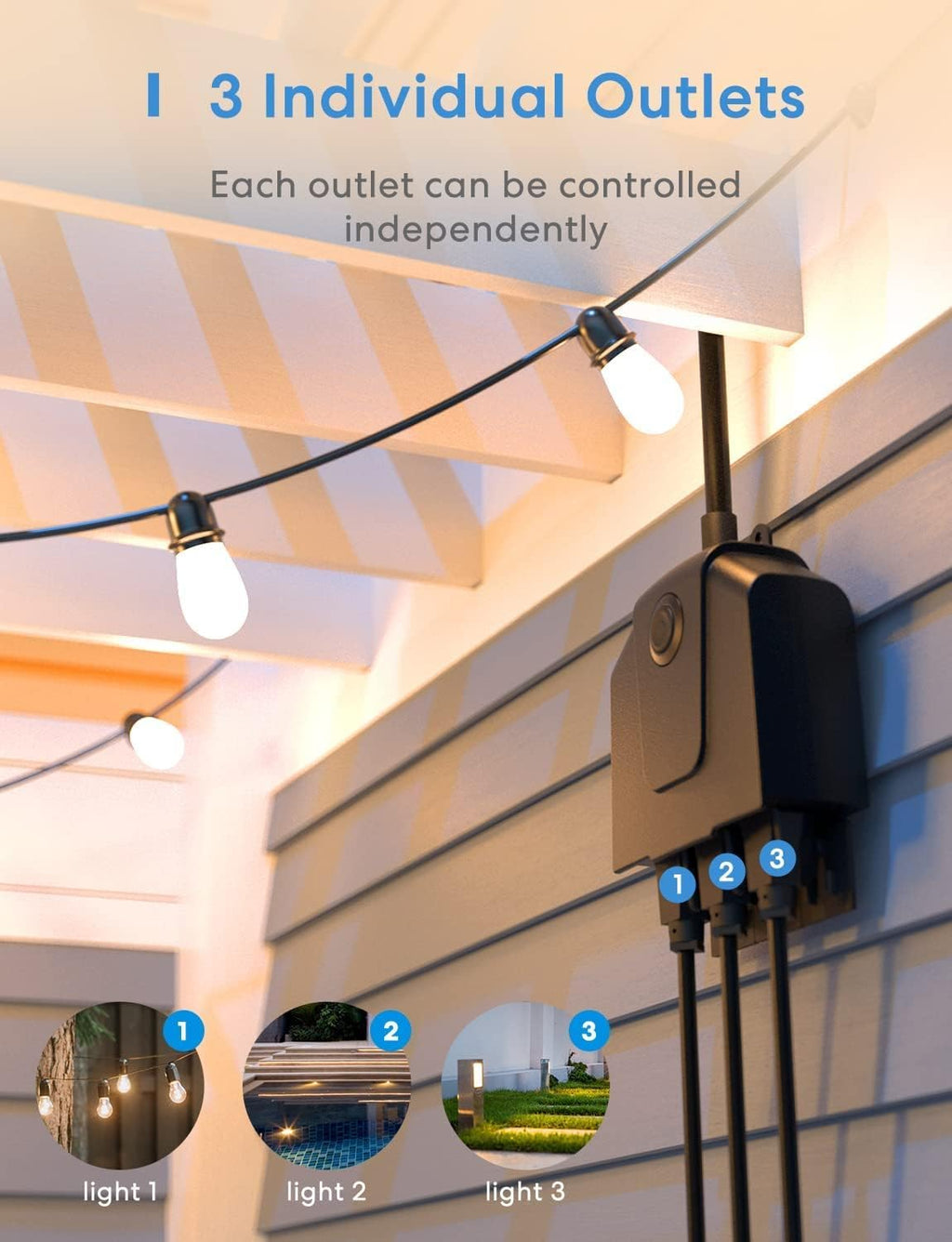 Outdoor Smart Plug, 3 Independent Sockets, Apple HomeKit Compatible | Weather Resistance, Remote Control &