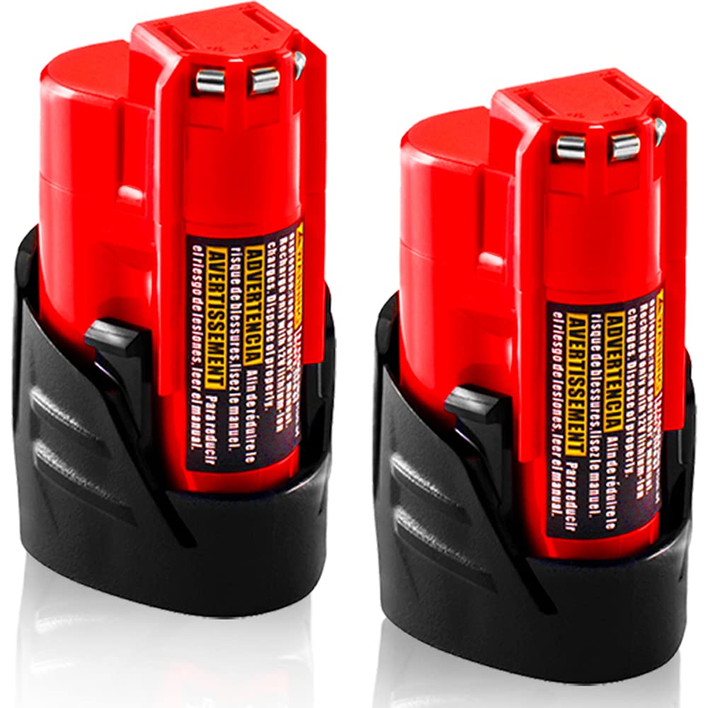 【UPGRADE!】2 Pack 3.0Ah Replacement for Milwaukee M12 12V Lithium Ion Battery, Compatible with Milwaukee 12V Tools /